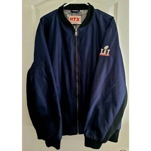 Superbowl NFL 2017 Bomber Jacket Navy Blue Falcons Patriots Merch Football Fan